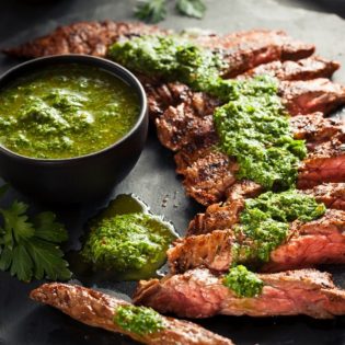 Char Grilled Beef Skirt Steak with Chimichurri Sauce