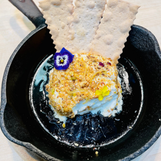 Dukkah Crusted Baked Goat Cheese