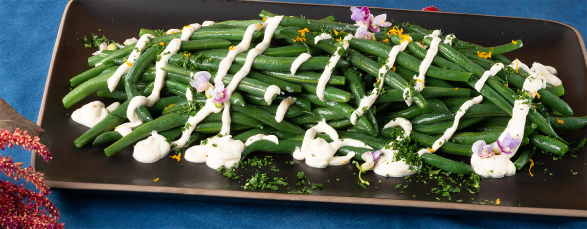 Green Beans with Orange Zest, Toasted Coriander, and Crème Fraiche