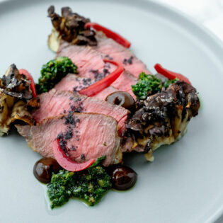 Grilled Rib Eye with Hen of the Woods
