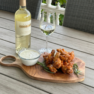 Muscat Canelli Glazed Wings with Blue Cheese Dressing
